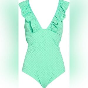 Betsey Johnson Green Swim Coverup with Ruffles